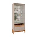 Ver imagem 2 de Cristaleira Bari com Adega 2 Portas e Pés de Madeira Maciça Off White/cedro