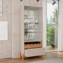 Ver imagem 1 de Cristaleira Bari com Adega 2 Portas e Pés de Madeira Maciça Off White/cedro