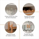 Ver imagem 4 de Cristaleira Bari com Adega 2 Portas e Pés de Madeira Maciça Off White/cedro