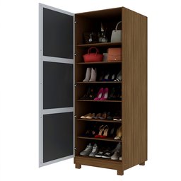 Sapateira com Espelho 1 Porta Gold Nogueira Gelius - 3