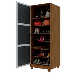 Sapateira com Espelho 1 Porta Gold Nogueira Gelius - 3 Sapateira com Espelho 1 Porta Gold Nogueira Gelius - 3