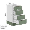 Ver imagem 3 de Balcão 4 Gavetas 40cm sem Tampo com Rodapé Ipanema CabeCasa MadeiraOriginals Branco/Verde Folha