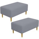 Ver imagem 1 de Kit 2 Puffs Decorativo Sala de Estar Cléo Pés Palito 90cm Suede Cinza