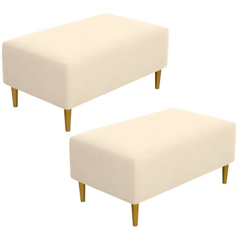 Kit 2 Puffs Decorativo Sala de Estar Cléo Pés Palito 90cm Suede Bege