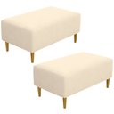 Ver imagem 1 de Kit 2 Puffs Decorativo Sala de Estar Cléo Pés Palito 90cm Suede Bege