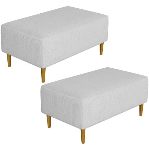 Kit 2 Puffs Decorativo Sala de Estar Cléo Pés Palito 90cm Linho Cinza