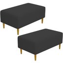 Ver imagem 1 de Kit 2 Puffs Decorativo Sala de Estar Cléo Pés Palito 90cm Corino Preto
