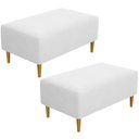 Ver imagem 1 de Kit 2 Puffs Decorativo Sala de Estar Cléo Pés Palito 90cm Corino Branco