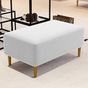 Ver imagem 2 de Kit 2 Puffs Decorativo Sala de Estar Cléo Pés Palito 90cm Corino Branco