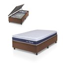 Ver mais imagens de Conjunto Box Baú Marrom Durban Azul Espuma D28 Solteiro 96x203x64 - King House