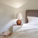 Ver imagem 2 de Abajur Pequeno para Quarto Luminária de Mesa Marrom Petra com Cúpula 38x23 Cm