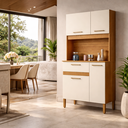 Ver imagem 1 de Armário de Cozinha Jade 90cm Compacto Pequeno para Apartamento com Gavetas 4 Portas:off White