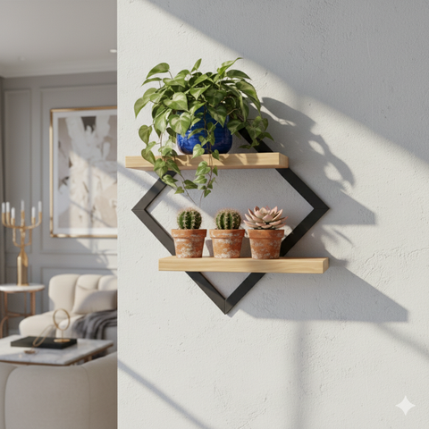 Prateleira Nicho Decorativo Diamante Pinus para Casa e Sala