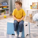 Ver imagem 6 de Baú de Madeira 2 em 1 Organizador de Brinquedos Infantil Azul