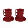 Conjunto 4 Canecas Empilháveis e 4 Pires Vermelho Bold Coza - 1