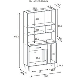 Armário de Cozinha 6 Portas 1 Gaveta Golden Kits Paraná - 3