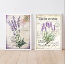 Ver imagem 1 de Kit 2 Quadros Lavanda Provençal Vintage 24x18cm:Madeira preta