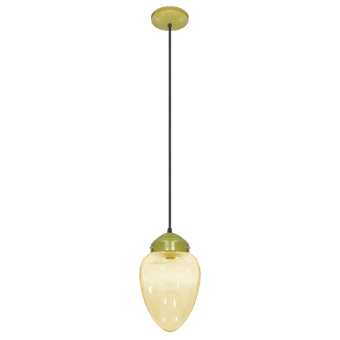 Lustre Pendente Vintage Fashion Dourado Globo Pêra Âmbar