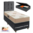 Ver imagem 1 de Cama Box Bau + Cabeceira + Colchão Solteiro D33 + Travesseiro Ortobom