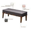 Ver imagem 3 de Puff Decorativo 100cm Martínez Linho Pés Madeira Cinza/Natural - Gran Belo