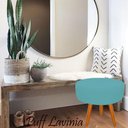Ver imagem 4 de Puff Decorativo Lavinia Suede Pes Castanho Azul Tiffany