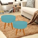 Ver imagem 3 de Puff Decorativo Lavinia Suede Pes Castanho Azul Tiffany