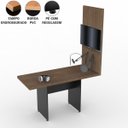 Ver imagem 2 de Mesa Para Reunião Tampo 40mm Com Painel Tv Ameixa Negra 1,35x60 Atacadao Dos Móveis