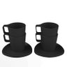 Conjunto Com 4 Canecas Empilháveis e 4 Pires Preto Coza - 1