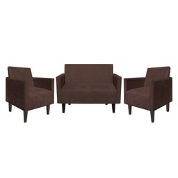 Kit Namoradeira 2 Lugares e 2 Poltronas Jade Suede Marrom - D'Rossi - 2 Kit Namoradeira 2 Lugares e 2 Poltronas Jade Suede Marrom - D'Rossi - 2