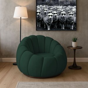 Poltrona Decoratica Orgânica Fixa Nuvem Veludo Verde - Loja Sheep