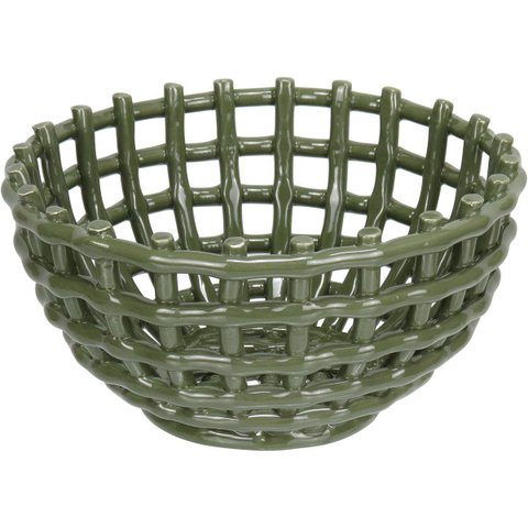 Centro Mesa Decorativa Fruteira Home&co Cerâmica 12x22x22cm Verde