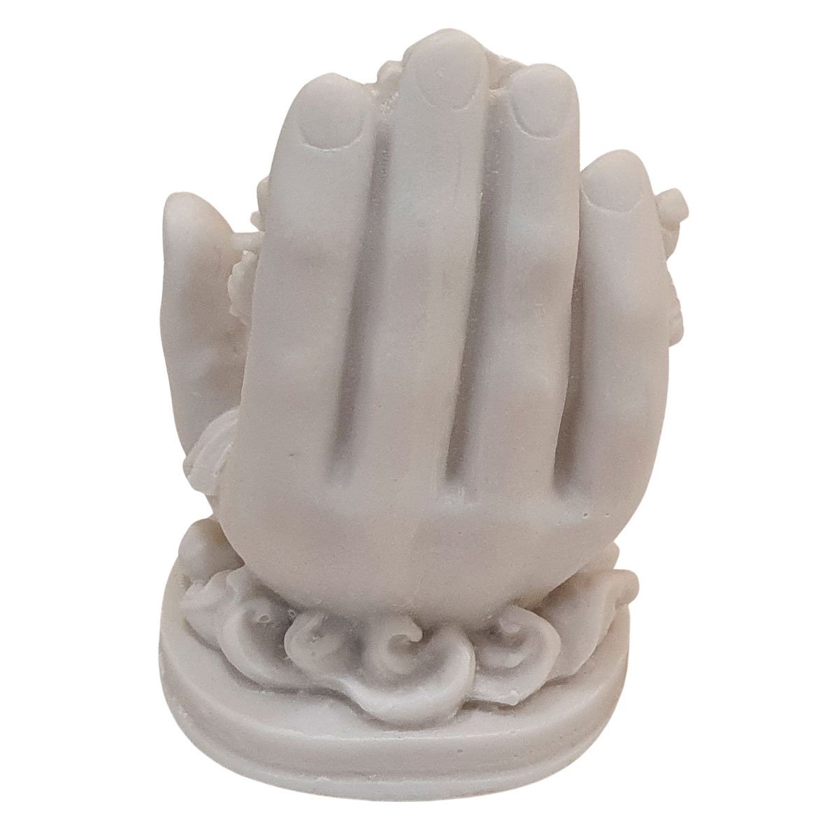 Escultura Ganesha na Mão de Pó de Mármore Branco 12cm - 2