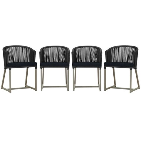 4 Cadeiras de Jantar Área Noronha em Alumínio com Pintura Fendi Corda Náutica E12 Trama Original