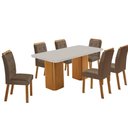 Ver imagem 2 de Conjunto Mesa de Jantar 180cm com 6 Cadeiras Estofadas Multimóveis Crrft-CON049 Madeirado/Off White