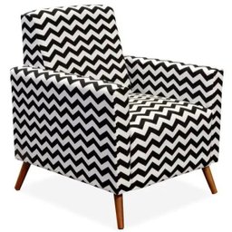Poltrona Decorativa para Sala de Estar Pés Palito Liz Zig Zag Preto - Lyam Decor - 1