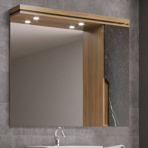 Armário Espelheira de Banheiro 100cm com Led 01 Porta Ref 1000 Cewal - Itapuã/portoro
