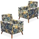 Ver imagem 1 de Kit 2 Poltronas Decorativas para Sala de Estar Pés Palito Liz Floral Amarelo - Lyam Decor