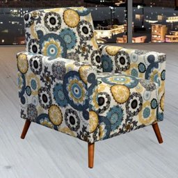 Kit 2 Poltronas Decorativas para Sala de Estar Pés Palito Liz Floral Amarelo - Lyam Decor - 3