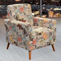 Kit 2 Poltronas Decorativas para Sala de Estar Pés Palito Liz Jornal Collor - Lyam Decor - 3