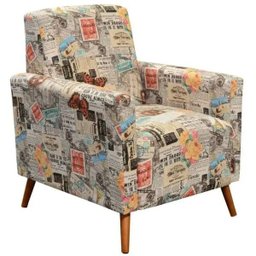 Kit 2 Poltronas Decorativas para Sala de Estar Pés Palito Liz Jornal Collor - Lyam Decor - 2