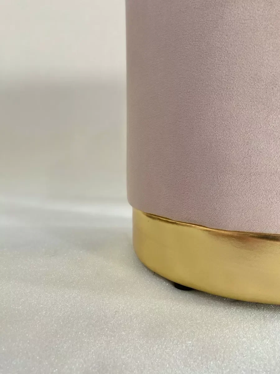 Kit 02 Puff Rosa Base Dourada - 4