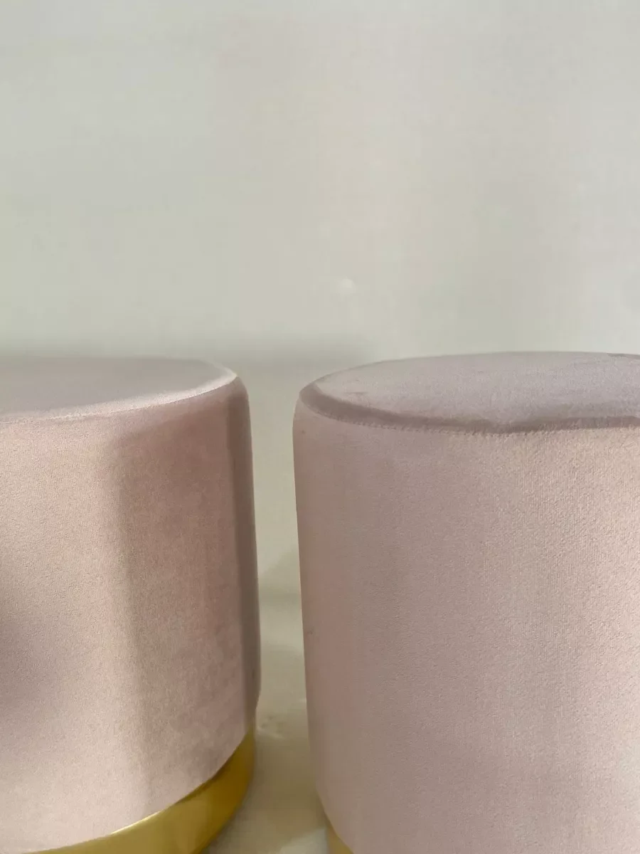 Kit 02 Puff Rosa Base Dourada - 2