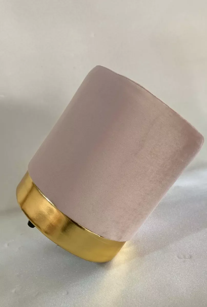 Kit 02 Puff Rosa Base Dourada - 6