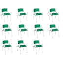 Ver imagem 1 de Kit 11 Cadeira Iso Infantil Creche, Base Branco Verde Escuro