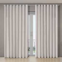 Cortina Voil Gaze Linho 4,00m X 2,70m para Porta Balcão Sala Quarto Moderno Cores Neutras Bege - 1