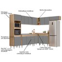 Ver imagem 3 de Armário de Cozinha Modulada de Canto 8 Peças CP03 Balcão com Pia Inox Castanho/Cinza - Lumil Lumil M