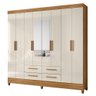 Guarda Roupa Casal Flórida 8 Portas e 4 Gavetas Freijó/off White com Espelho - Moval - 1
