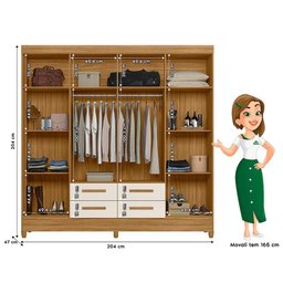 Guarda Roupa Casal Flórida 8 Portas e 4 Gavetas Freijó/off White com Espelho - Moval - 4