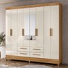 Guarda Roupa Casal Flórida 8 Portas e 4 Gavetas Freijó/off White com Espelho - Moval - 2