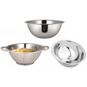 Ver imagem 1 de Kit Inox Essencial 3 peças Escorredor de Macarrão, Escorredor de Arroz e Bowl - Yazi